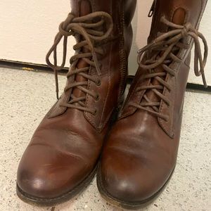 Frye Melissa leather lace-up Cognac riding boots